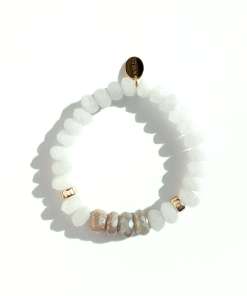 Asterope -  Mystic Moonstone and Jade Stretch Bracelet