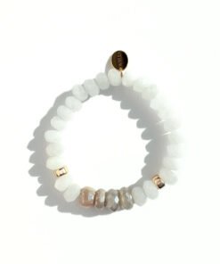 Asterope -  Mystic Moonstone and Jade Stretch Bracelet