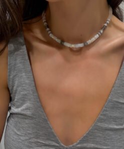 Alternative view of Gaia - Heishi Moonstone & Labradorite Necklace